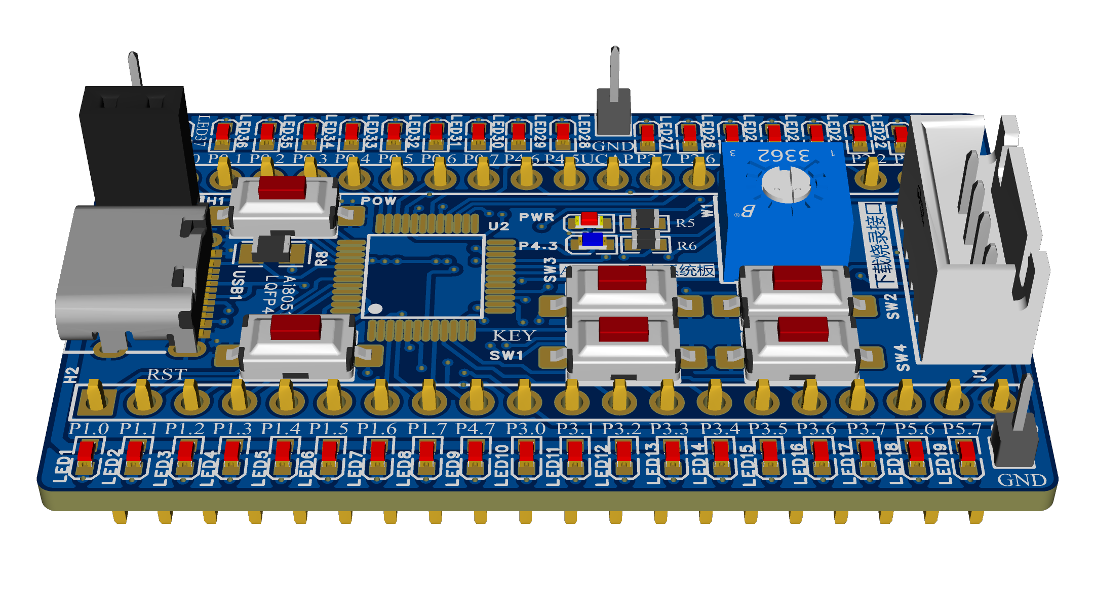 3D_PCB_AI8051U最小系统板__(加LED)_2024-10-31.png